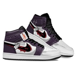 Choso's Cursed High-Top Leather Sneakers Flowing Red Scale Custom Name -  Jujutsu Kaisen - Angle 3