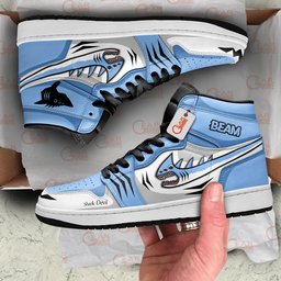Beam Shark Devil High-Top Leather Sneakers Custom Name -  Chainsaw Man - Angle 2