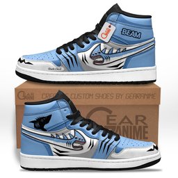 Beam Shark Devil High-Top Leather Sneakers Custom Name -  Chainsaw Man - Angle 1