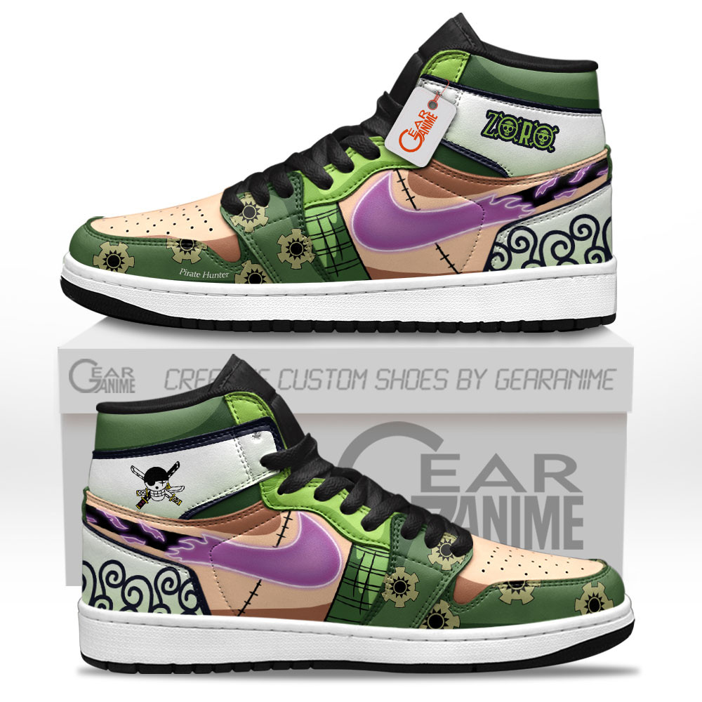 Roronoa Zoro Wano Arc High-Top Leather Sneakers Custom Name -  One Piece - Angle 1