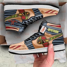 Gyutaro High-Top Leather Sneakers Custom Name -  Demon Slayer: Kimetsu no Yaiba - Angle 2