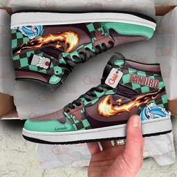 Tanjiro High-Top Leather Sneakers Hinokami Breathing Custom Name -  Demon Slayer: Kimetsu no Yaiba - Angle 2