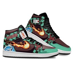 Tanjiro High-Top Leather Sneakers Hinokami Breathing Custom Name -  Demon Slayer: Kimetsu no Yaiba - Angle 3