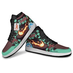 Tanjiro High-Top Leather Sneakers Hinokami Breathing Custom Name -  Demon Slayer: Kimetsu no Yaiba - Angle 4