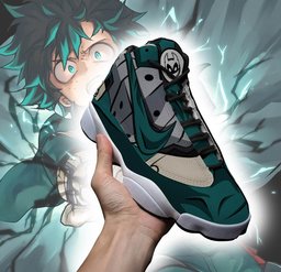 Deku Retro 13 Basketball Leather Sneakers -  My Hero Academia - Angle 2