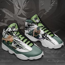 Roronoa Zoro Retro 13 Basketball Leather Sneakers -  One Piece - Angle 2