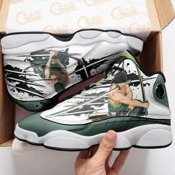 Roronoa Zoro Retro 13 Basketball Leather Sneakers -  One Piece - Angle 3