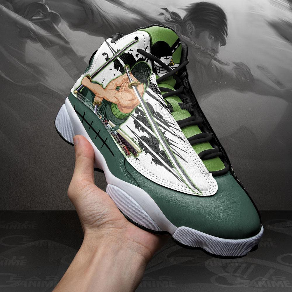 Roronoa Zoro Retro 13 Basketball Leather Sneakers -  One Piece - Angle 4