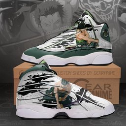 Roronoa Zoro Retro 13 Basketball Leather Sneakers -  One Piece - Angle 1