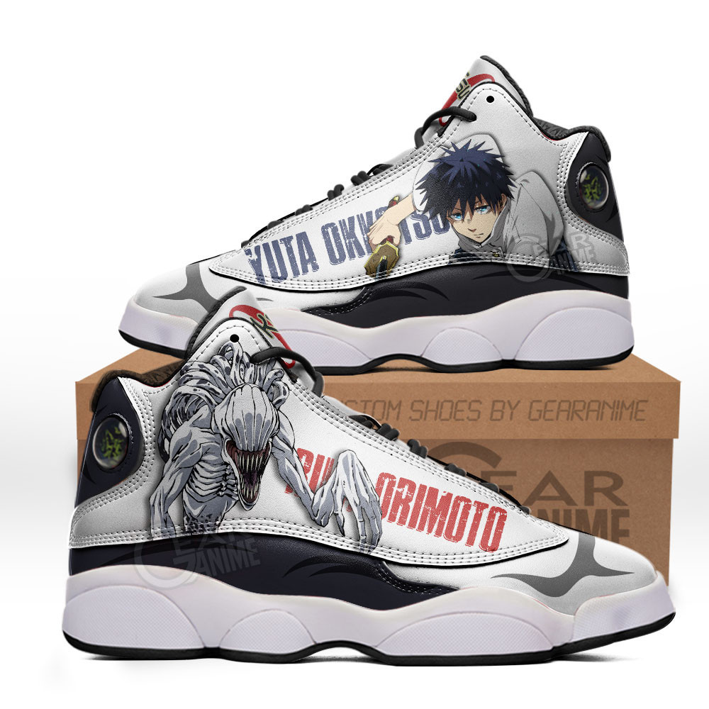Yuta Okkotsu vs Rika Orimoto Retro 13 Basketball Leather Sneakers -  Jujutsu Kaisen - Angle 1