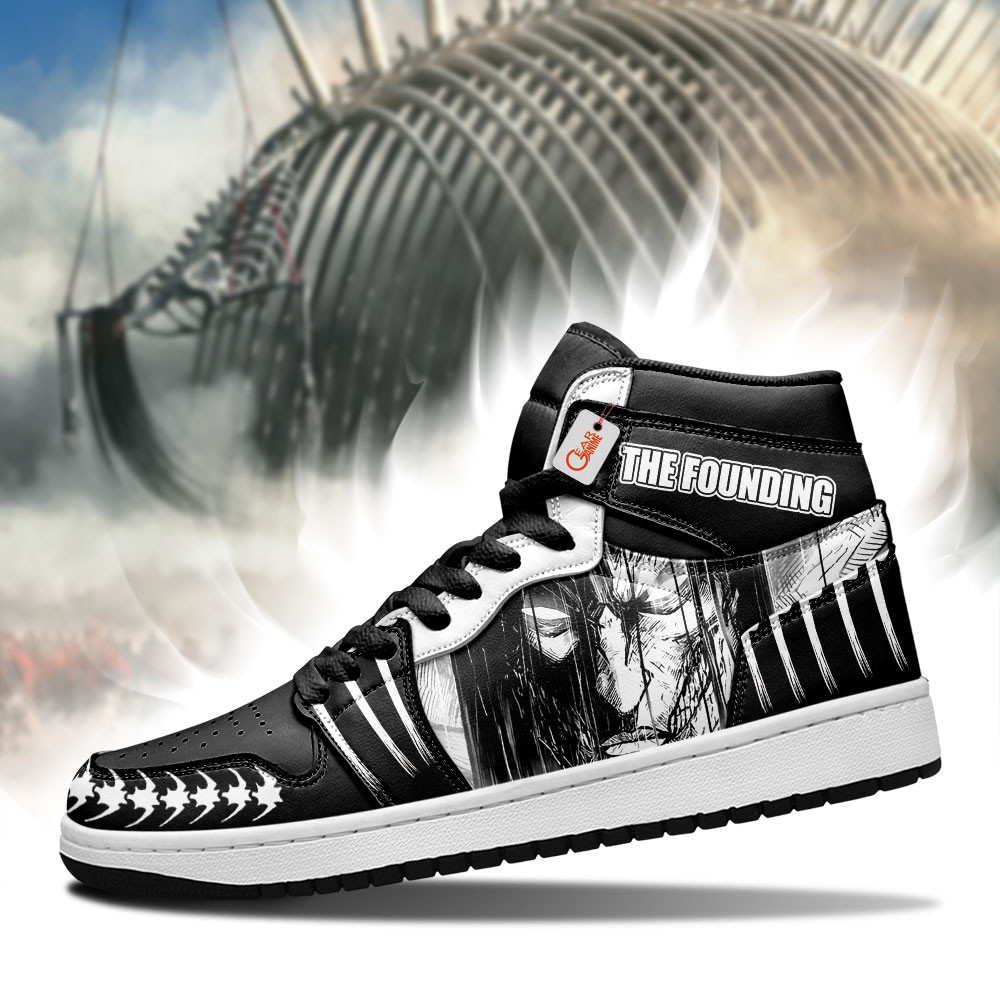 Eren Founding Titan High-Top Leather Sneakers Custom Name -  attack on titan - Angle 1