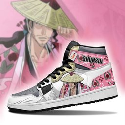 Kyoraku Shunsui High-Top Leather Sneakers Custom Name -  Bleach - Angle 4