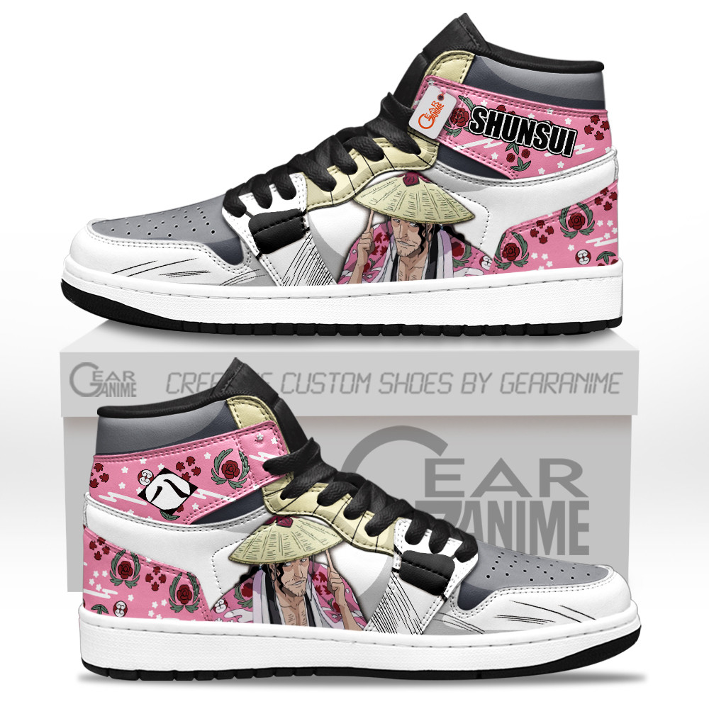 Kyoraku Shunsui High-Top Leather Sneakers Custom Name -  Bleach - Angle 1