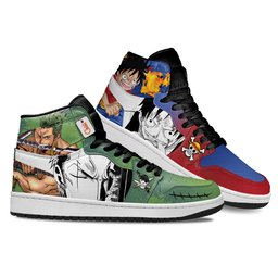 Luffy & Zoro Straw Hat Pirates High-Top Leather Sneakers -  One Piece - Angle 3