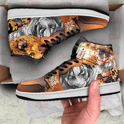 Portgas D. Ace High-Top Leather Sneakers -  One Piece - Angle 2