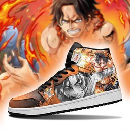 Portgas D. Ace High-Top Leather Sneakers -  One Piece - Angle 5