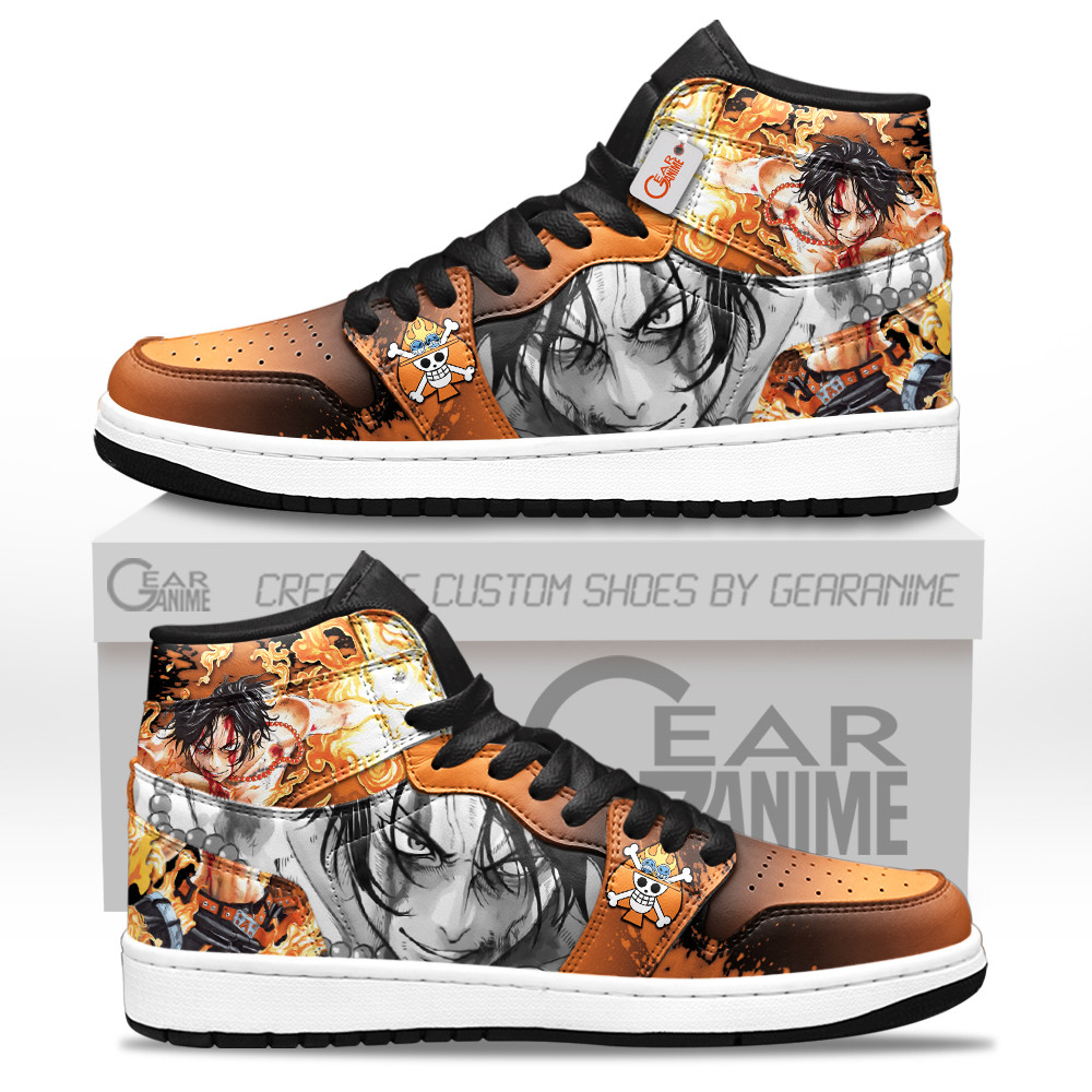 Portgas D. Ace High-Top Leather Sneakers -  One Piece - Angle 1