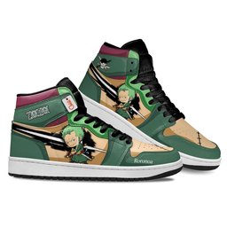 Roronoa Zoro High-Top Leather Sneakers Chibi Style Custom Name -  One Piece - Angle 3
