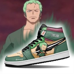 Roronoa Zoro High-Top Leather Sneakers Chibi Style Custom Name -  One Piece - Angle 5