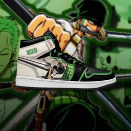 Roronoa Zoro High-Top Leather Sneakers Big Mouth Custom Name -  One Piece - Angle 2
