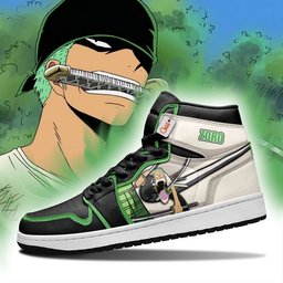 Roronoa Zoro High-Top Leather Sneakers Big Mouth Custom Name -  One Piece - Angle 3