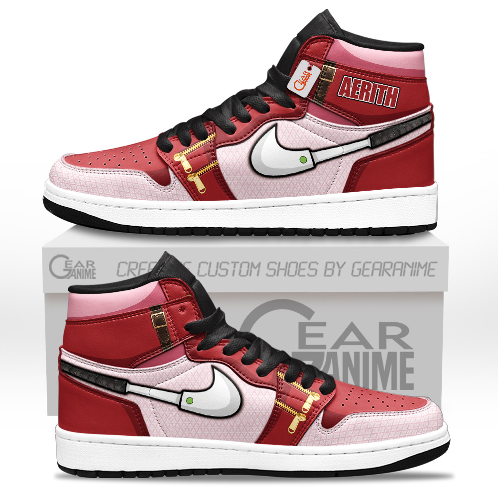 Aerith Gainsborough Shoes Games Custom J1-Sneakers GearAnime.com