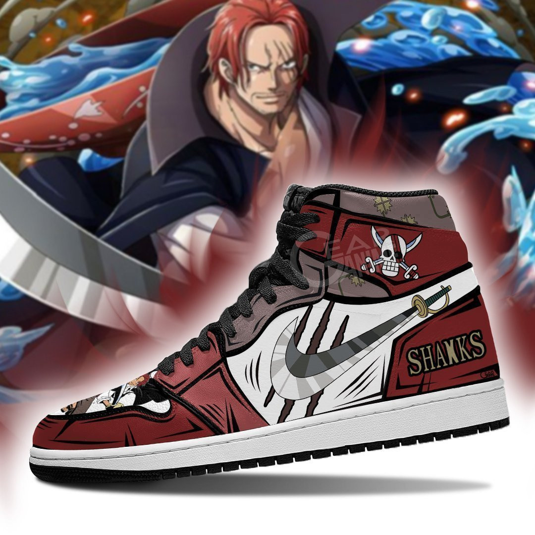 Red Haired Shanks J1s Sneakers Comfort Fit Gryphon Sword -  One Piece - Angle 1