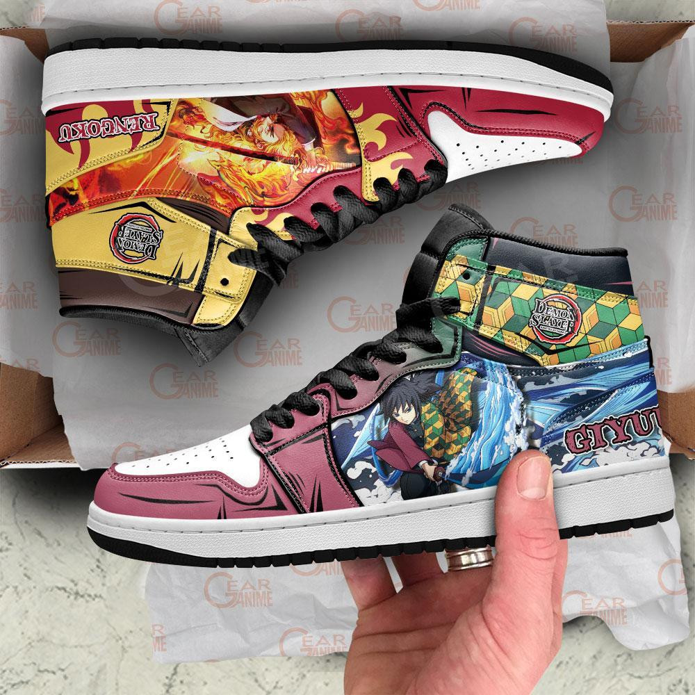 Giyu and Rengoku Sneakers Anime Shoes -  Demon Slayer: Kimetsu no Yaiba - Angle 3