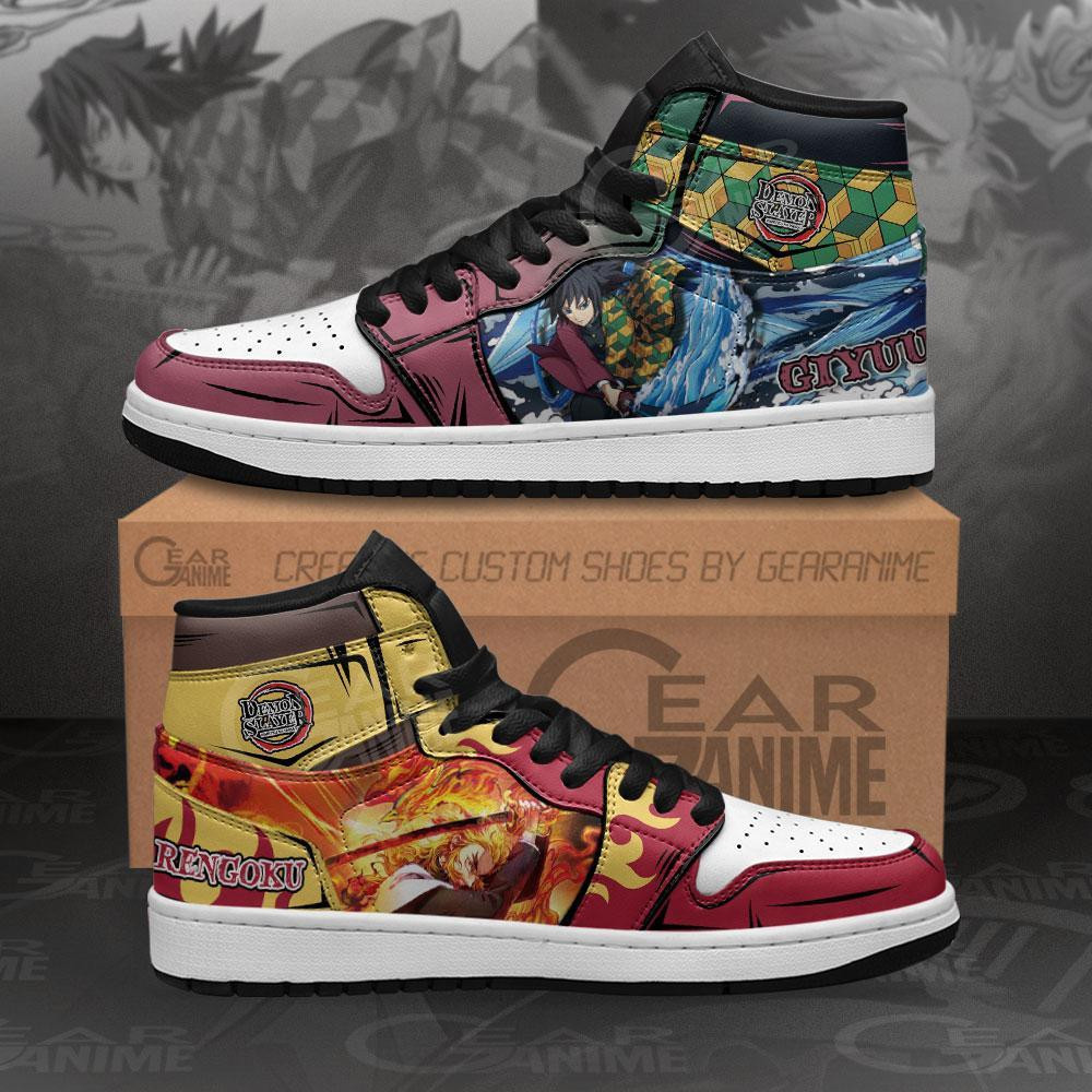 Giyu and Rengoku Sneakers Anime Shoes -  Demon Slayer: Kimetsu no Yaiba - Angle 1