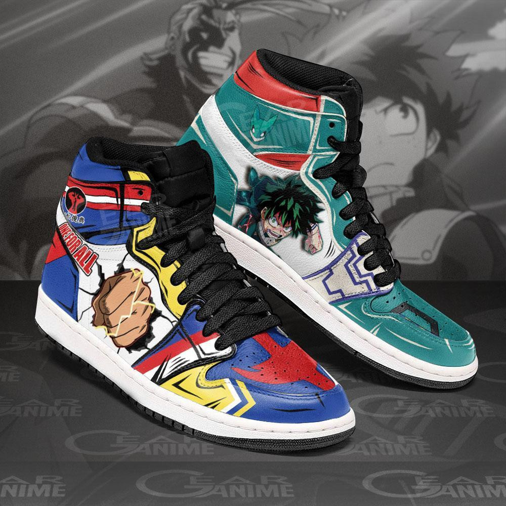 All Might and Deku J1s Sneakers One For All Shoes -  My Hero Academia - Angle 2