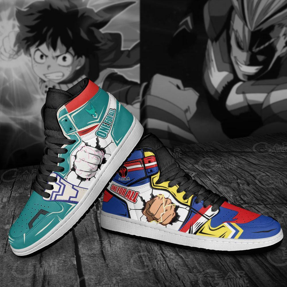 All Might and Deku J1s Sneakers One For All Shoes -  My Hero Academia - Angle 3