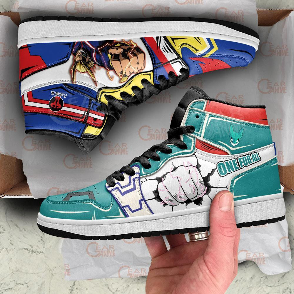 All Might and Deku J1s Sneakers One For All Shoes -  My Hero Academia - Angle 4