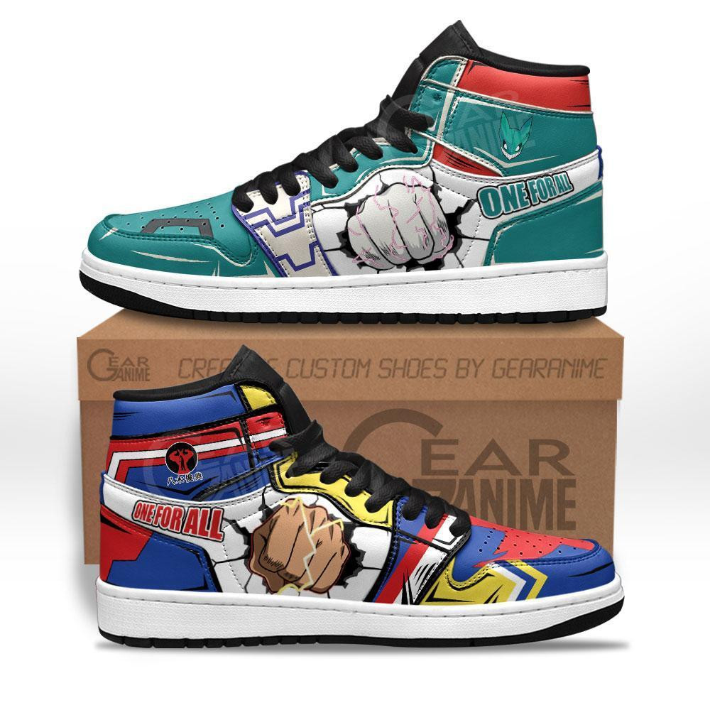 All Might and Deku J1s Sneakers One For All Shoes -  My Hero Academia - Angle 1