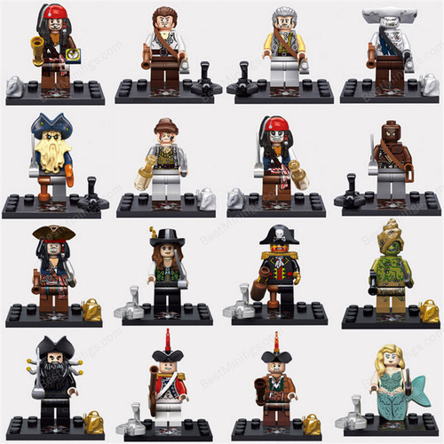 16pcs/set Pirates Of The Caribbean On Stranger Tides Barbossa Jack Minifigures