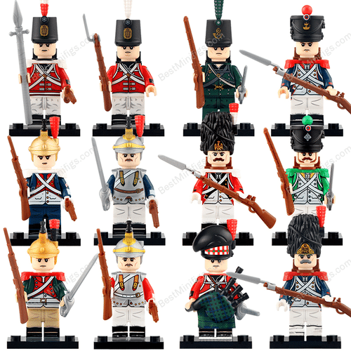 12pcs Napoleonic Wars Army British French Italian Spanish Soldiers Minifigures