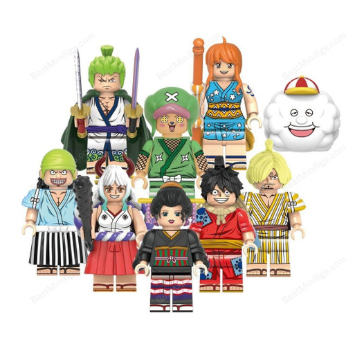 8pcs One Piece Wano Country Arc Luffy Yamato Chopper Nico Robin Minifigures Set