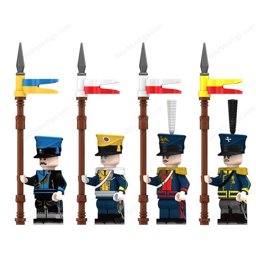 4pcs Napoleonic Wars Brunswick Vistula Russian Silesian Uhlan Minifigures Set