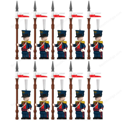 10pcs Napoleonic Wars Russian Uhlan Soldiers Minifigures Set
