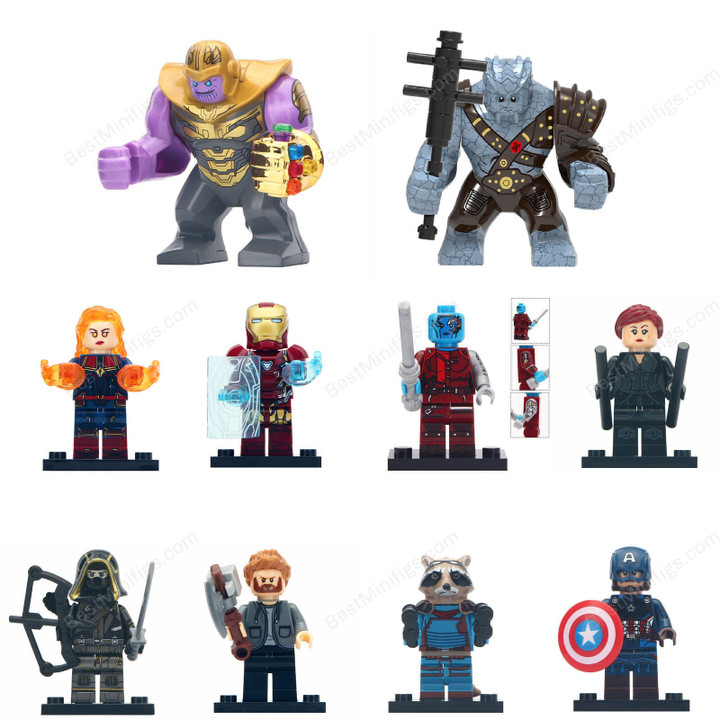 New 10pcs Avengers Endgame Thanos Korg Hawkeye Nebula Iron Man Minifigures