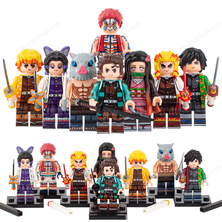 8pcs Demon Slayer Series Tanjiro Nezuko Rengoku Kyoujurou Inosuke Minifigures