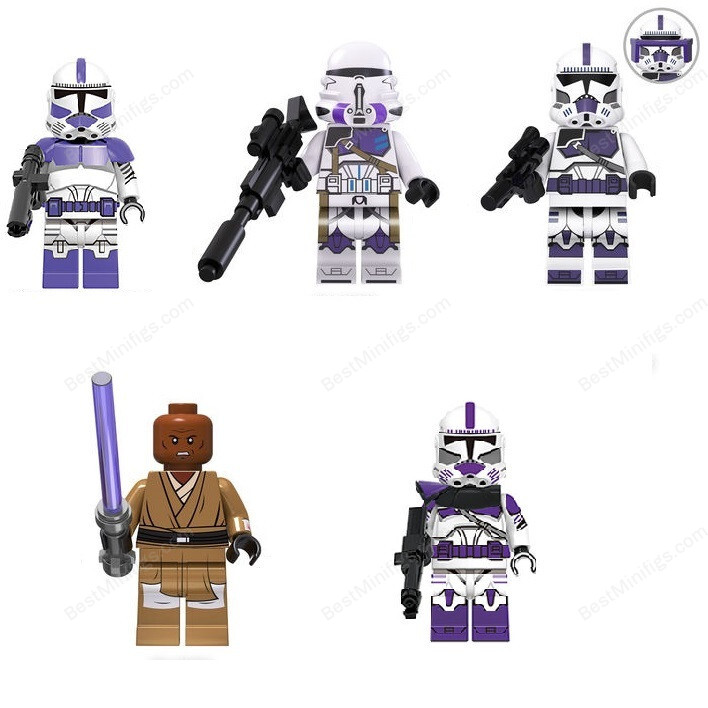 5pcs Mace Windu 187th Legion Airborne Clone Troopers Star Wars Minifigures Toys