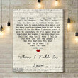 Nat King Cole When I Fall In Love Script Heart Song Lyric Music Art Print - Canvas Print Wall Art Home Decor