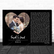 Black Landscape Script Heart Wedding Customized Photo Any Song Lyric Art Print - Canvas Print Wall Art Home Decor