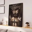 Inspirational & Motivational Wall Art Housewarming Gift Dove And Cross - Jesus Canvas Print Home Decor