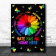 Inspirational & Motivational Wall Art Housewarming Gift Hate Has No Home Here Butterfly - Be Kind Canvas Print Home Decor
