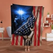Blanket Gift For Family, Birthday Gift Beautiful US Flag The Lion And The Cross - Jesus Fleece Blanket