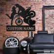 Best Customized Name Housewarming Gifts Stoppie Kiss Dirt Bike Couple Cut Metal Sign - Personalized Wall Metal Art Home Decor