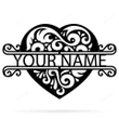 Best Customized Name Housewarming Gifts Hearts Cut Metal Monogram Sign - Personalized Wall Metal Art Home Decor