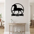Best Customized Name Housewarming Gifts Stallion Horse Cut Metal Monogram Sign - Personalized Wall Metal Art Home Decor