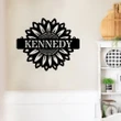 Best Customized Name Housewarming Gifts Sunflower Cut Metal Monogram Sign - Personalized Wall Metal Art Home Decor